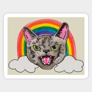 Kitty face with rainbow Magnet